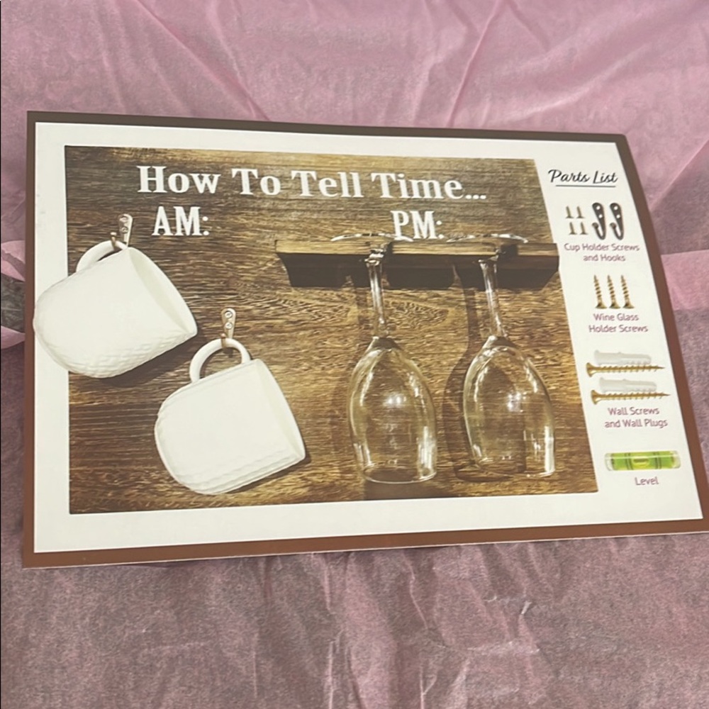 Brand new in box. Wall shelf am (coffee) pm (wine)